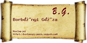 Borbényi Géza névjegykártya