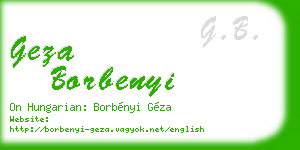 geza borbenyi business card