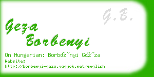 geza borbenyi business card